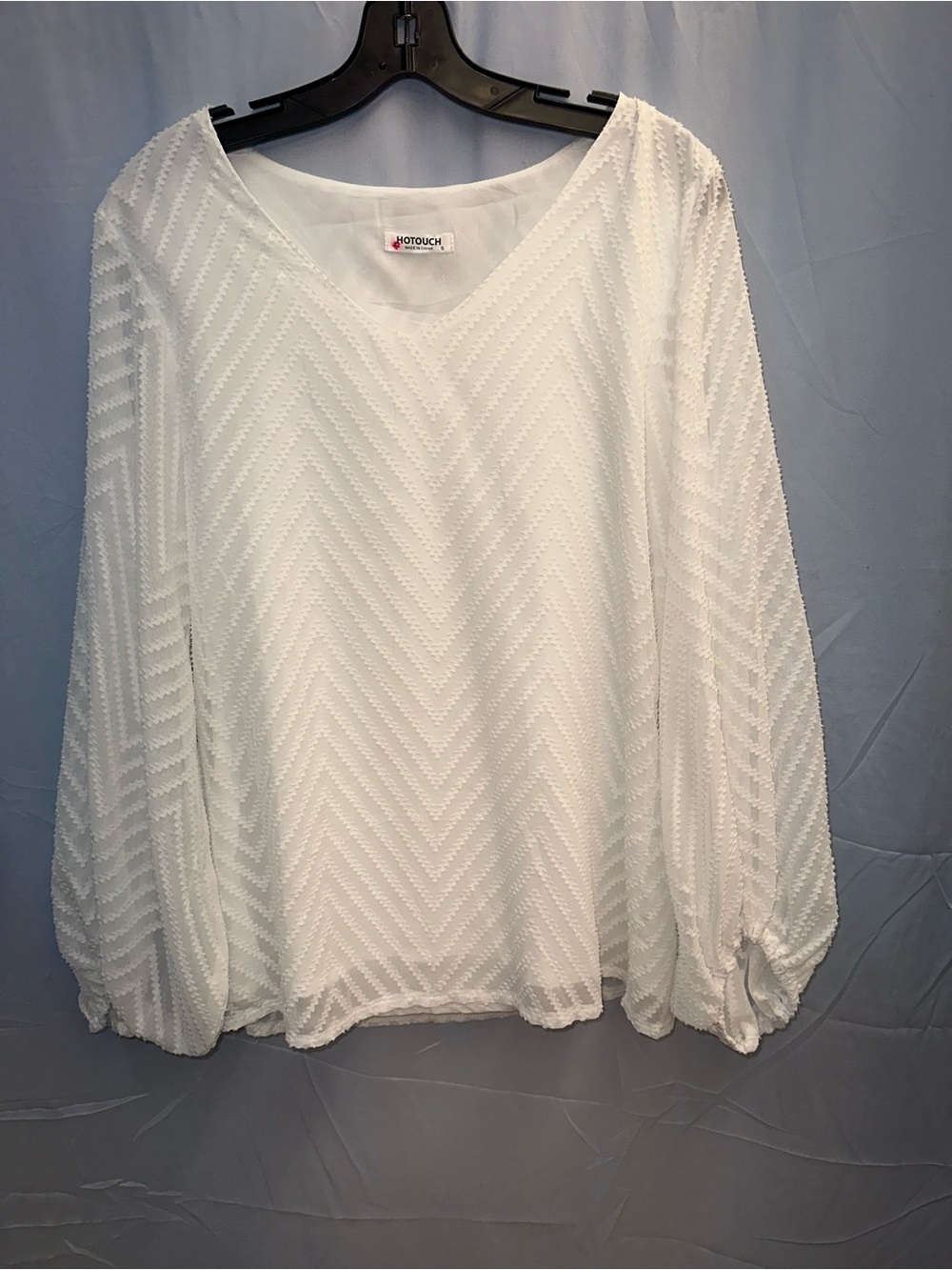 Notouch White Textured Long-Sleeve Blouse